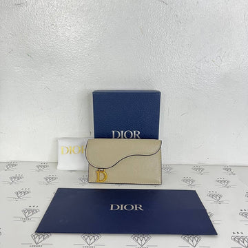 [PRE LOVED] Christian Dior Saddle Cosmos Cardholder in Beige Goatskin Leather GHW (2023)
