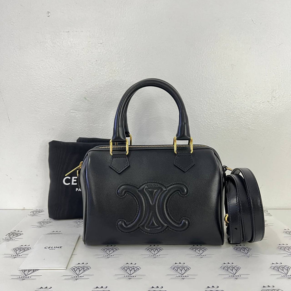 [PRE LOVED] Celine Small Boston Bag in Black Smooth Calfskin GHW