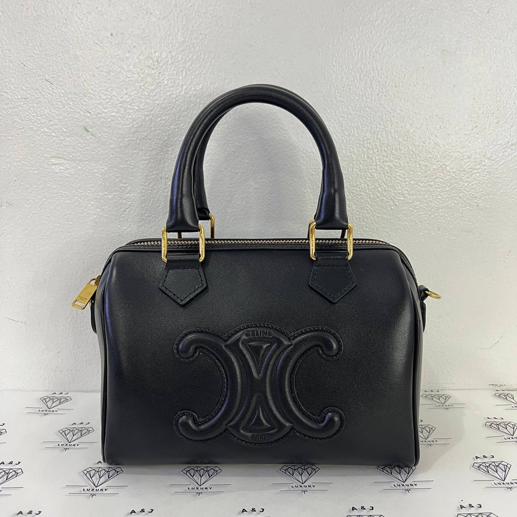 [PRE LOVED] Celine Small Boston Bag in Black Smooth Calfskin GHW