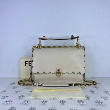 [PRE LOVED] Fendi Kan I Medium Scalloped Shoulder Bag in Beige GHW