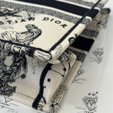 [PRE LOVED] Christian Dior Medium Book Tote in Latte and Black CD Zodiac Embroidery