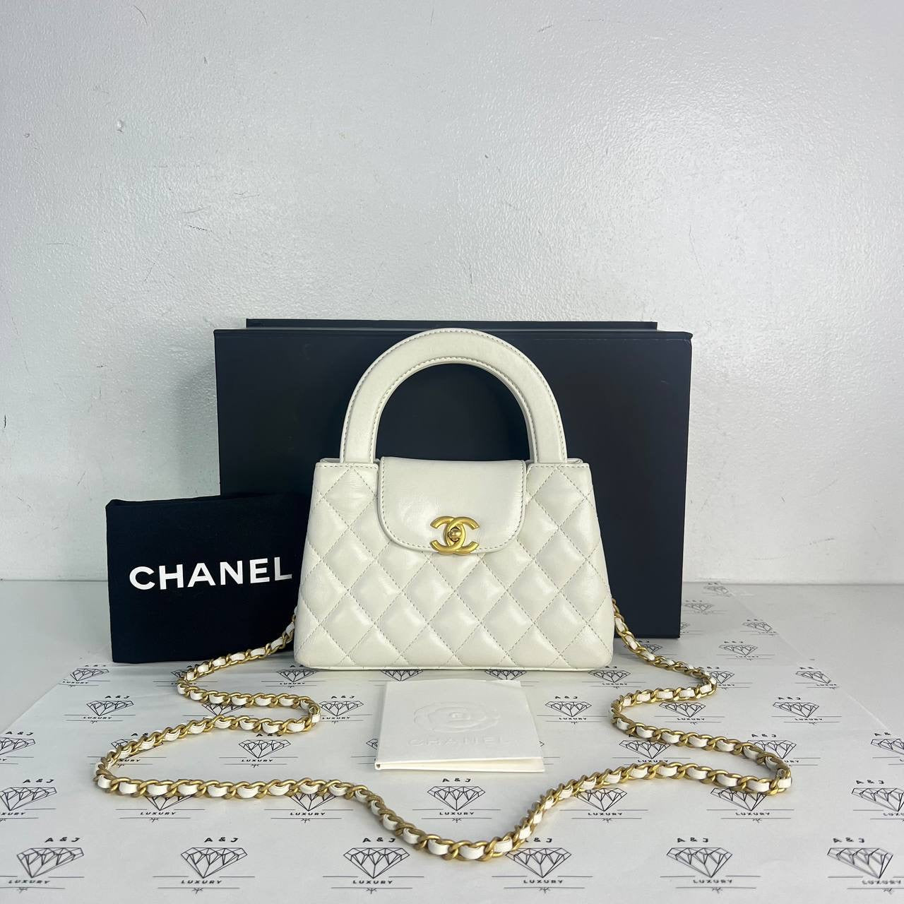 [PRE LOVED] Chanel Small Kelly in White Calfskin Leather GHW (microchipped)