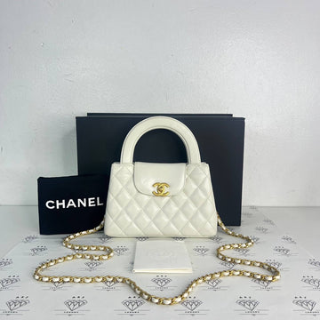 [PRE LOVED] Chanel Small Kelly in White Calfskin Leather GHW (microchipped)