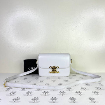 [PRE LOVED] Celine Teen Triomphe in White Calfskin Leather GHW