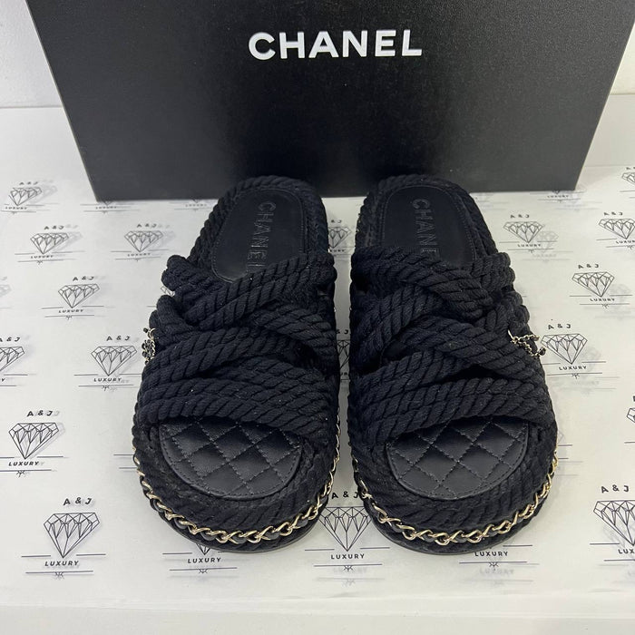 [PRE LOVED] Chanel Rope Sandals in Black Size 35EU