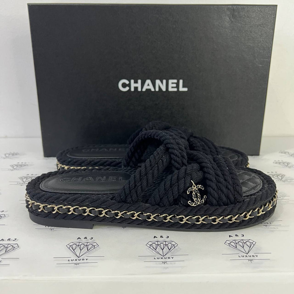 [PRE LOVED] Chanel Rope Sandals in Black Size 35EU