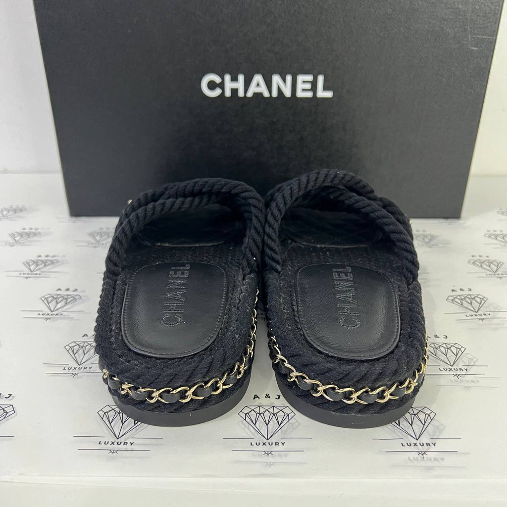 [PRE LOVED] Chanel Rope Sandals in Black Size 35EU