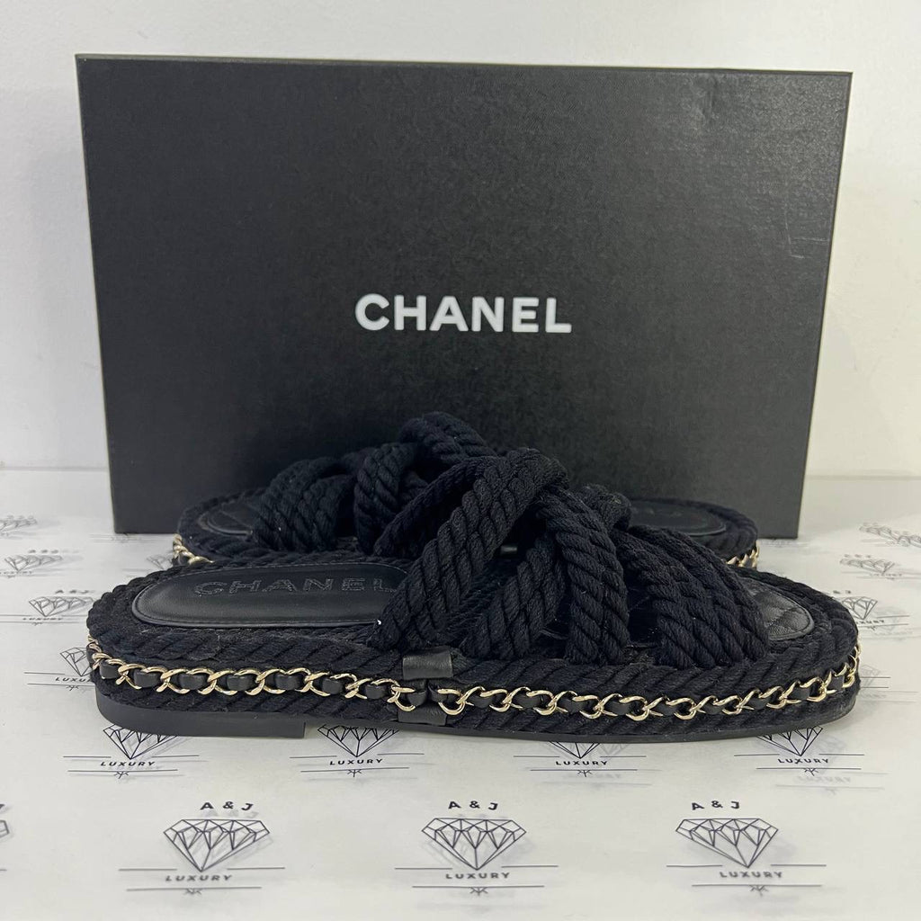 [PRE LOVED] Chanel Rope Sandals in Black Size 35EU