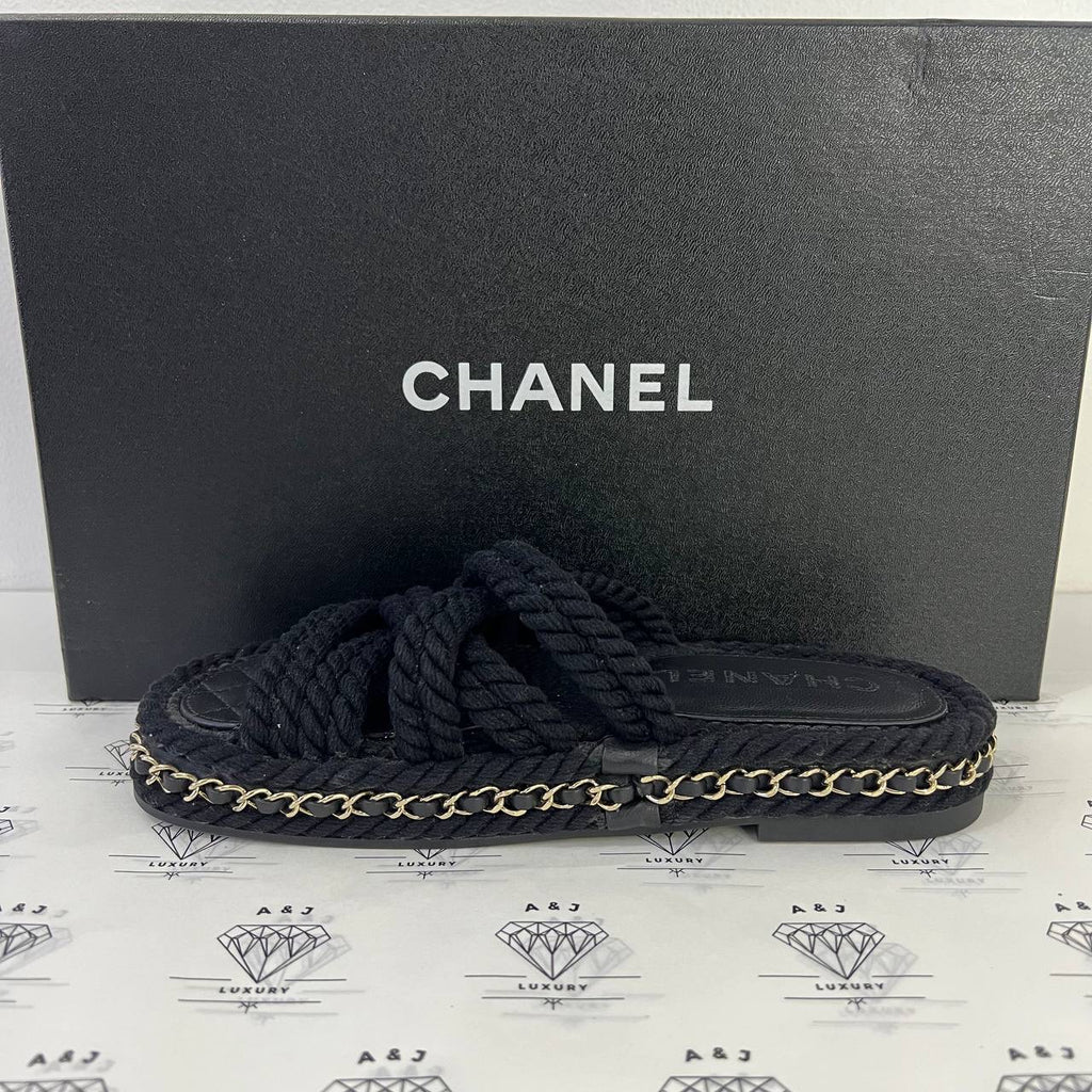 [PRE LOVED] Chanel Rope Sandals in Black Size 35EU