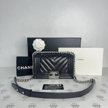 [PRE LOVED] Chanel Small Leboy Chevron in Black Caviar SHW (Series 29)