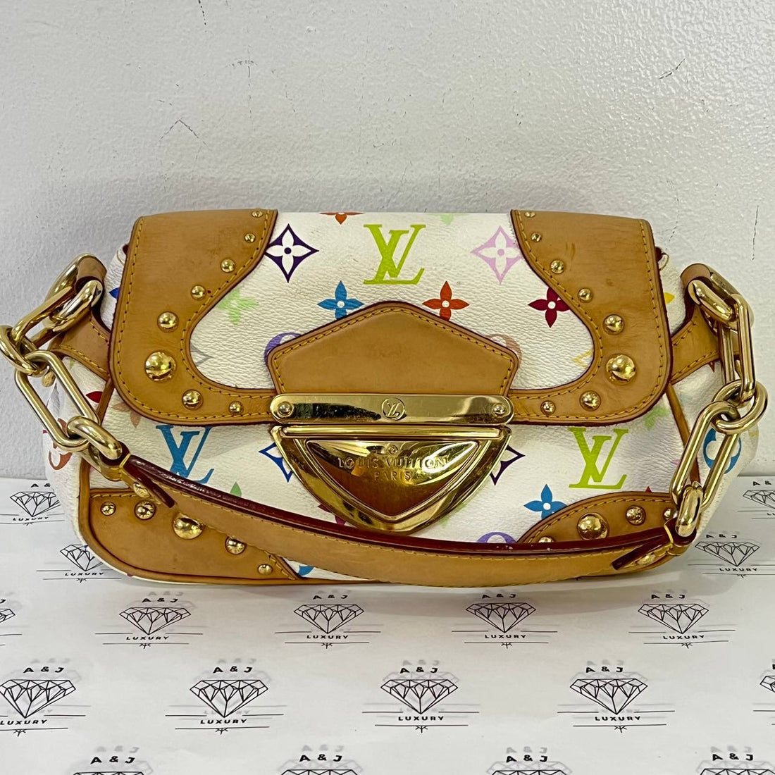 [PRE LOVED] Louis Vuitton Marilyn Shoulder Bag in White Multicolor GHW (MI0081)