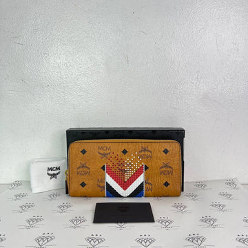 [PRE LOVED] MCM Multicolor Zippy Long Wallet in Cognac Visetos Leather GHW