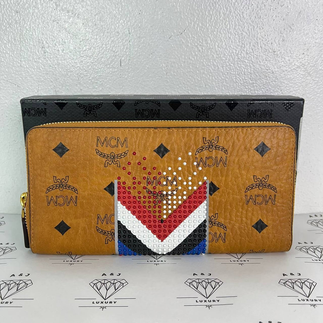 [PRE LOVED] MCM Multicolor Zippy Long Wallet in Cognac Visetos Leather GHW