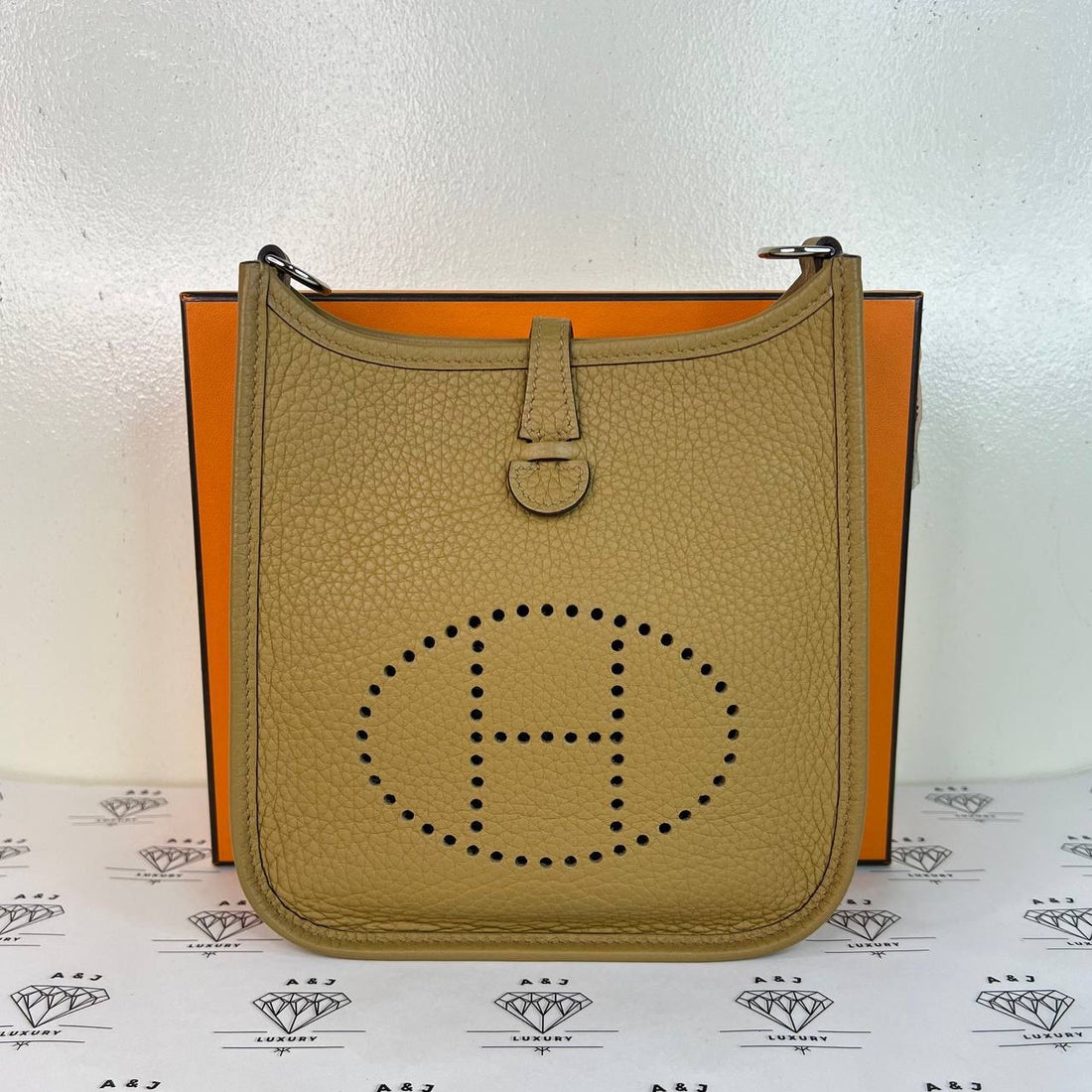 [PRE LOVED] Hermes Mini Evelyne 16 (TPM) in Biscuit Clemence Leather PHW (Stamp Z - 2021)