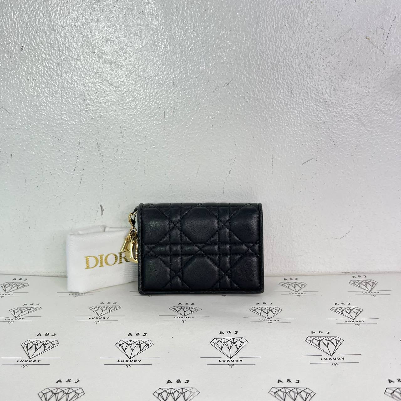 [PRE LOVED] Christian Dior Bloom Cardholder in Black Cannage Lambskin GHW (2022)