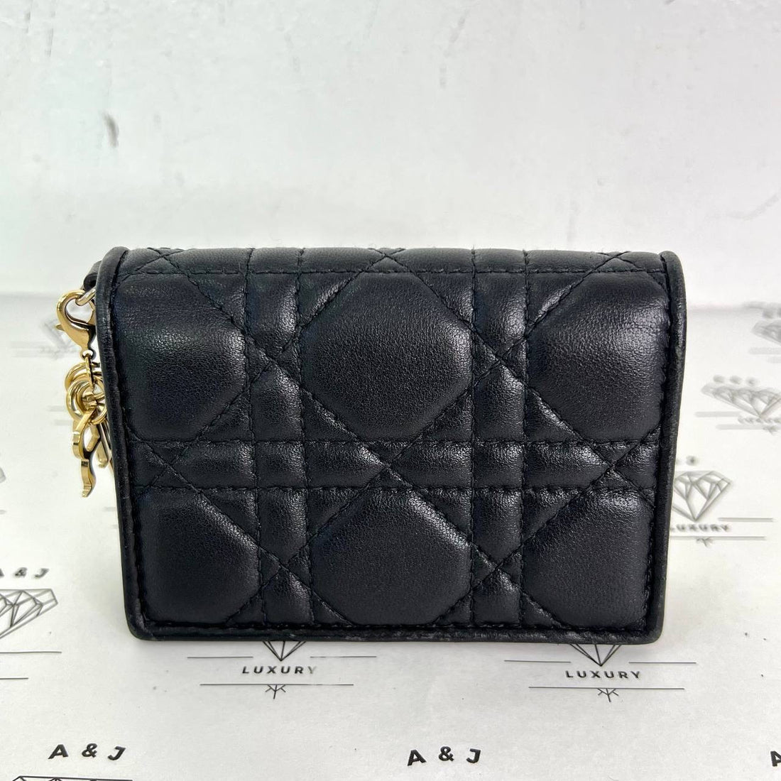 [PRE LOVED] Christian Dior Bloom Cardholder in Black Cannage Lambskin GHW (2022)