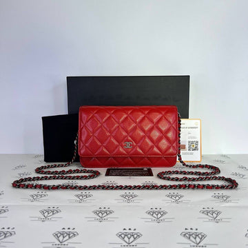 [PRE LOVED] Chanel Classic Wallet on Chain in Dark Red Caviar Leather RHW (Series 21)