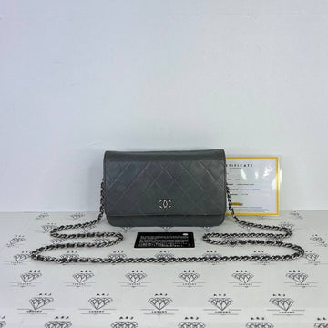 [PRE LOVED] Chanel Classic Wallet on Chain in Gray Lambskin Leather SHW (Series 12)