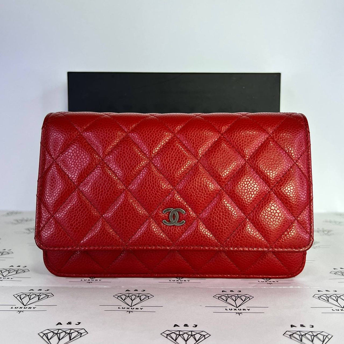 [PRE LOVED] Chanel Classic Wallet on Chain in Dark Red Caviar Leather RHW (Series 21)