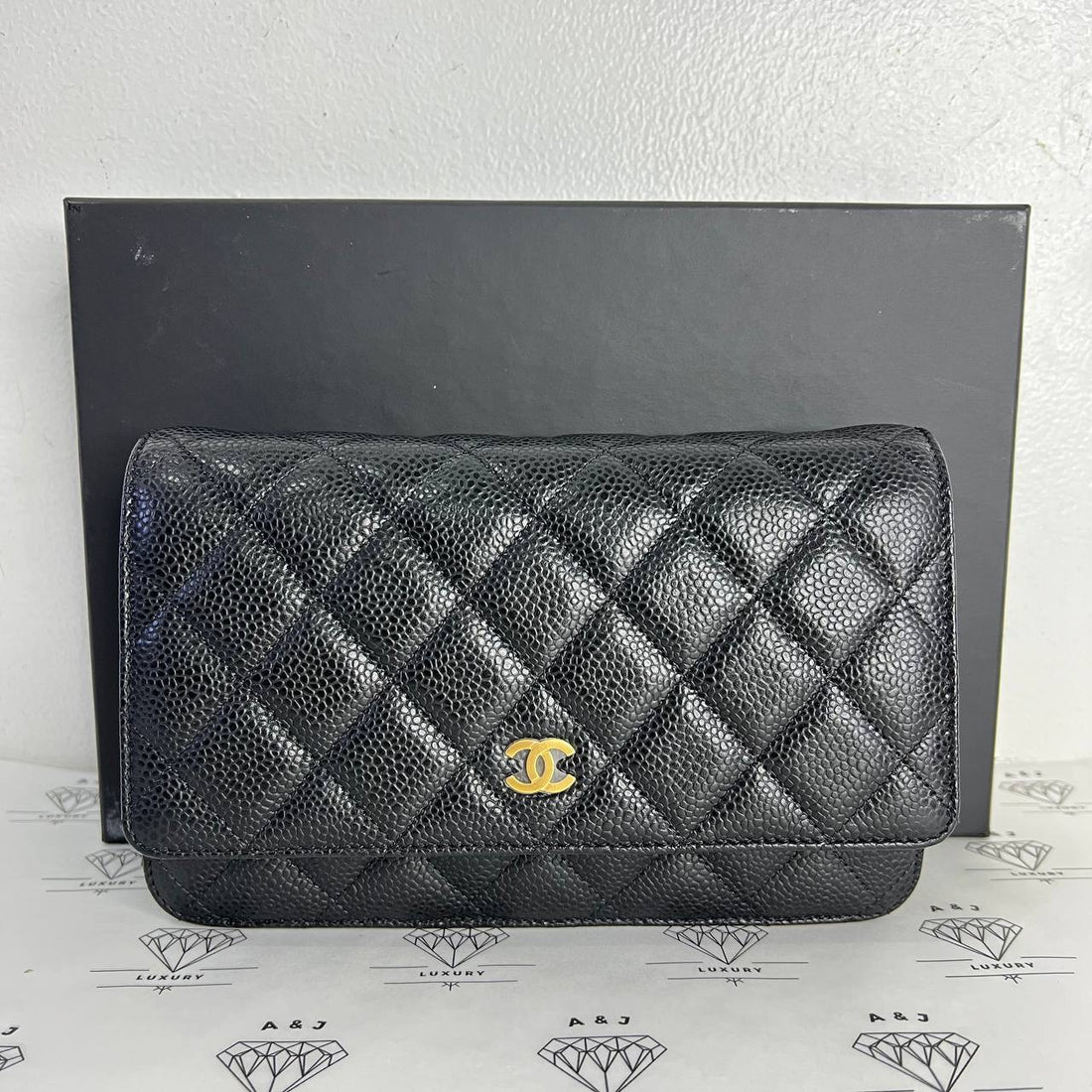 [PRE LOVED] Chanel Classic Wallet on Chain in Black Caviar GHW (microchipped)