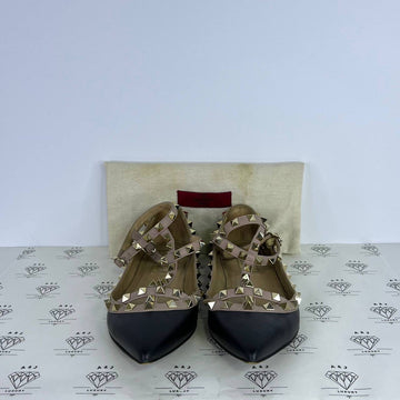 [PRE LOVED] Valentino Rockstud Caged Flats in Black Size 37.5EU