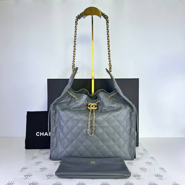 [PRE LOVED] Chanel Medium C25 in Gray Caviar Leather GHW (microchipped)