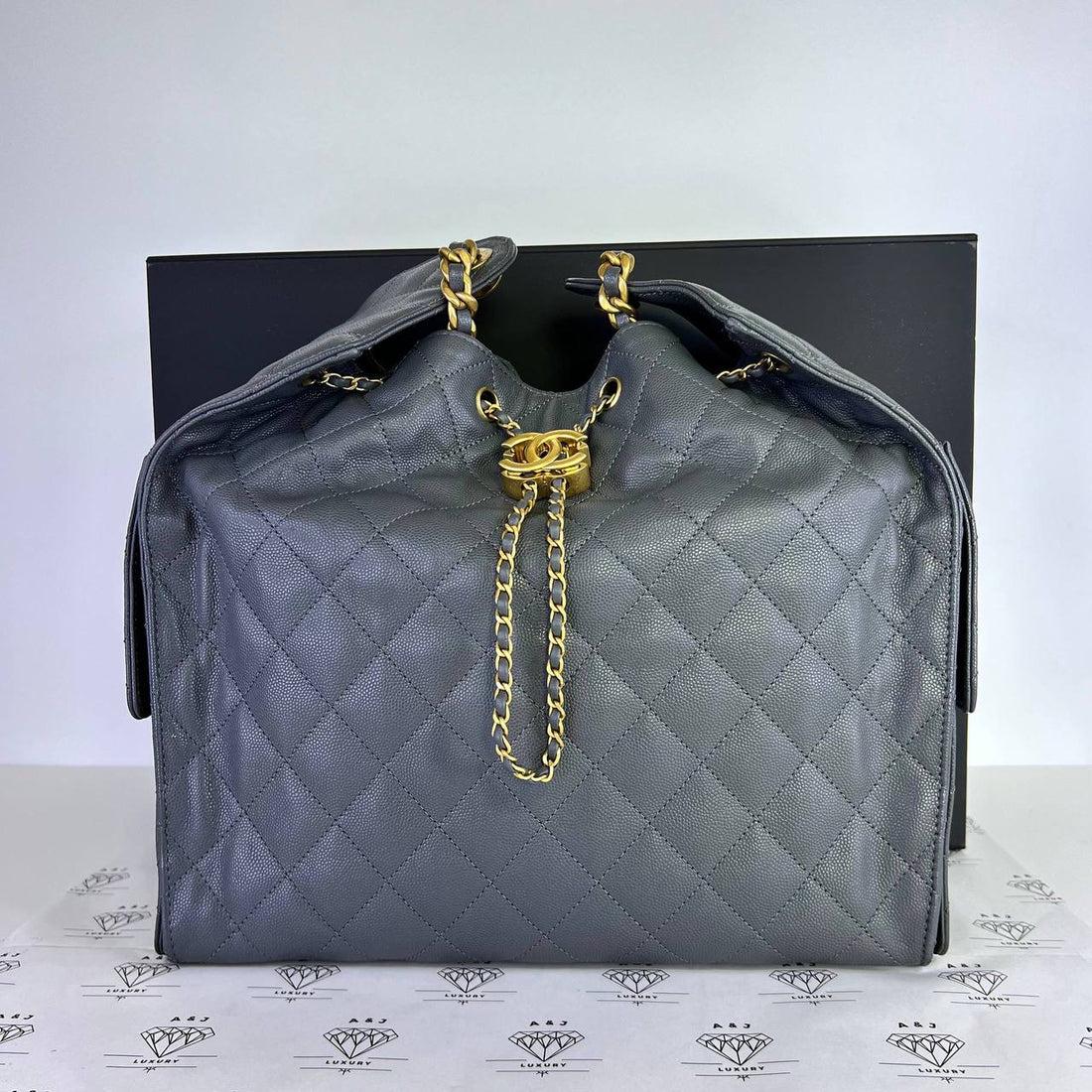 [PRE LOVED] Chanel Medium C25 in Gray Caviar Leather GHW (microchipped)