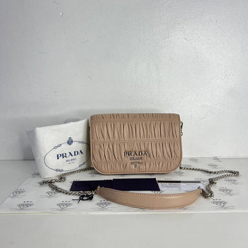 [PRE LOVED] Prada Nappa Gauffre Flap Crossbody in Cipria SHW