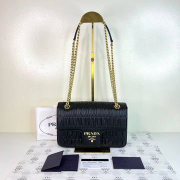 [PRE LOVED] Prada 1BD235 Flap in Black Nappa Gaufre GHW