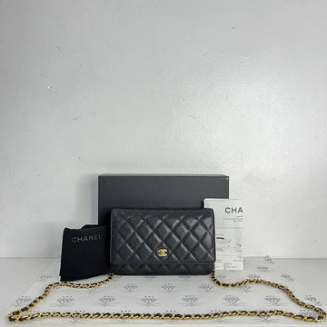[PRE LOVED] Chanel Classic Wallet on Chain in Black Caviar GHW (microchipped)