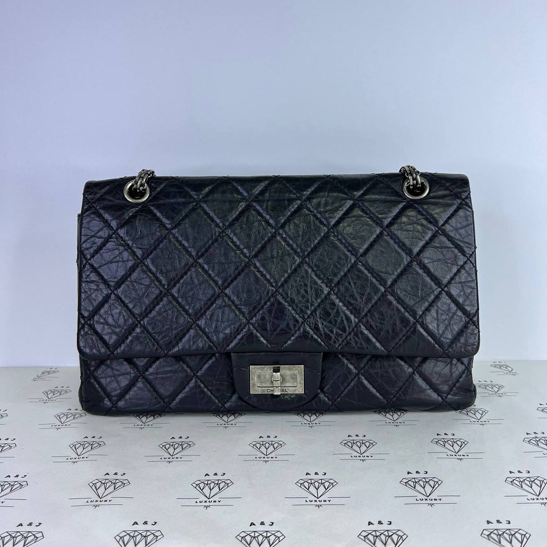 [PRE LOVED] Chanel Reissue 2.55 227 in Black Calfskin Leather RHW (Series 13)