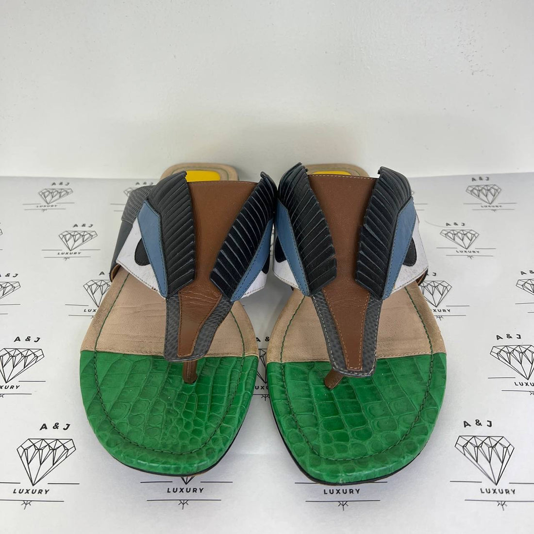 [PRE LOVED] Fendi Bugs Paneled Thong Sandals Size 36EU