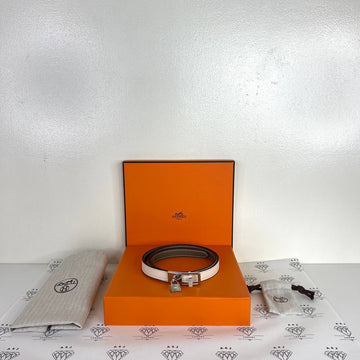 [PRE LOVED] Hermes Pop H Reversible Belt in Etoupe/Craie PHW Size 80 (Stamp U - 2022)