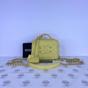 [PRE LOVED] Chanel Small Vanity Filigree in Yellow Caviar Leather GHW (Series 25)