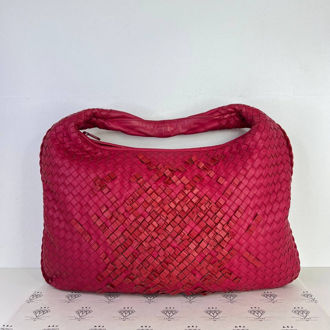 [PRE LOVED] Bottega Veneta Large Hobo Bag with Fringe in Red