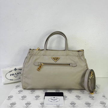 [PRE LOVED] Prada B1843M Shopping Tote in Pomice Tessuto and Saffiano GHW