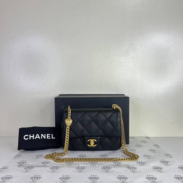 [PRE LOVED] Chanel Small Heart Crush Flap in Black Caviar Leather GHW (microchipped)