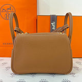 [BRAND NEW] Hermes Mini Lindy 19 in Gold Clemence Leather GHW (Stamp W - 2024)