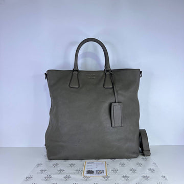 [PRE LOVED] Prada Vitello Daino Tote Bag in Gray SHW