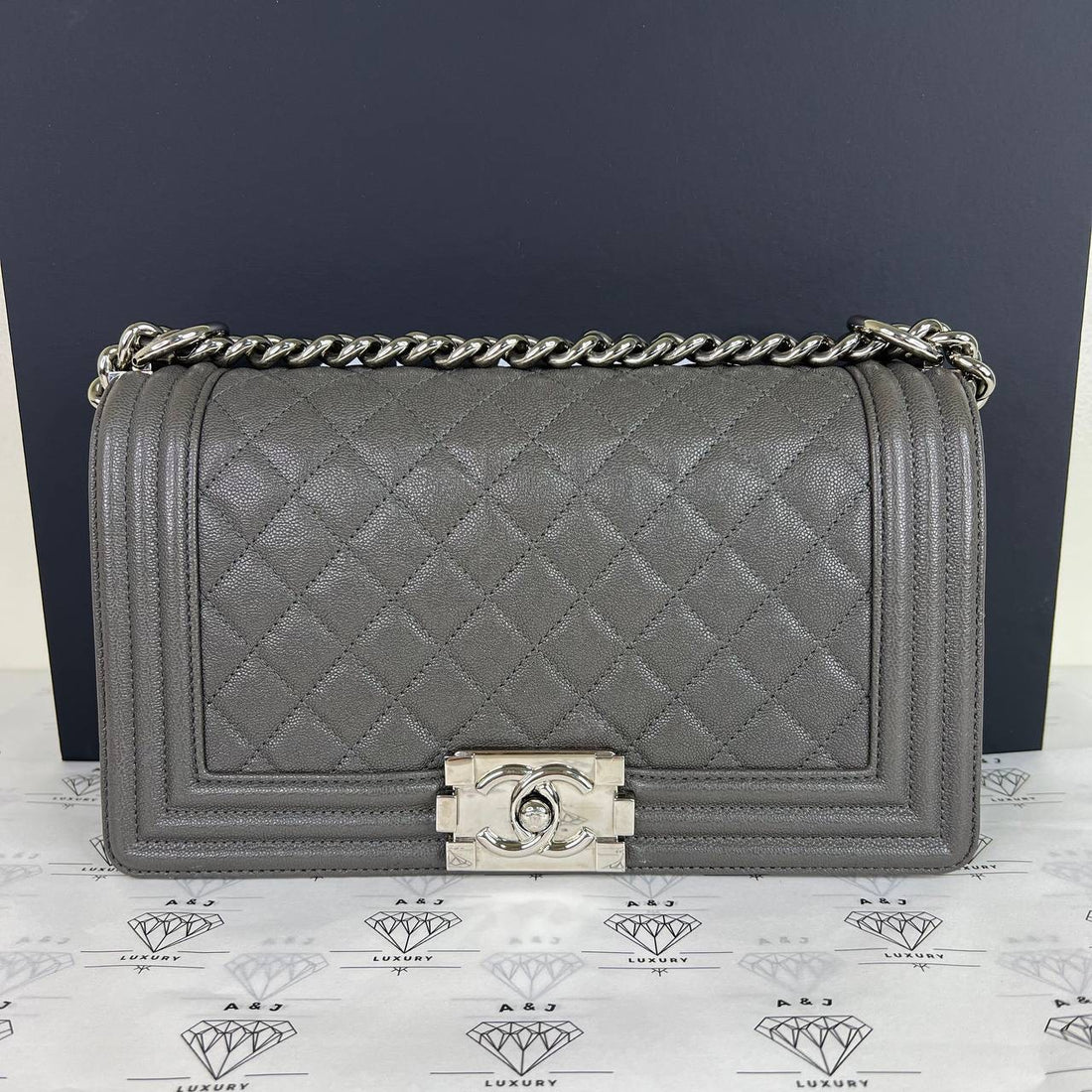 [PRE LOVED] Chanel Old Medium Leboy in Dark Gray SHW (Series 29)