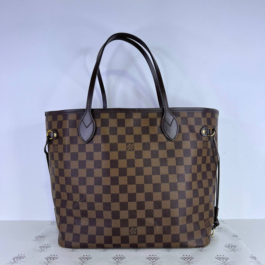 [PRE LOVED] Louis Vuitton Neverfull MM in Damier Ebene Canvass Rose Ballerine interior (AR2187)
