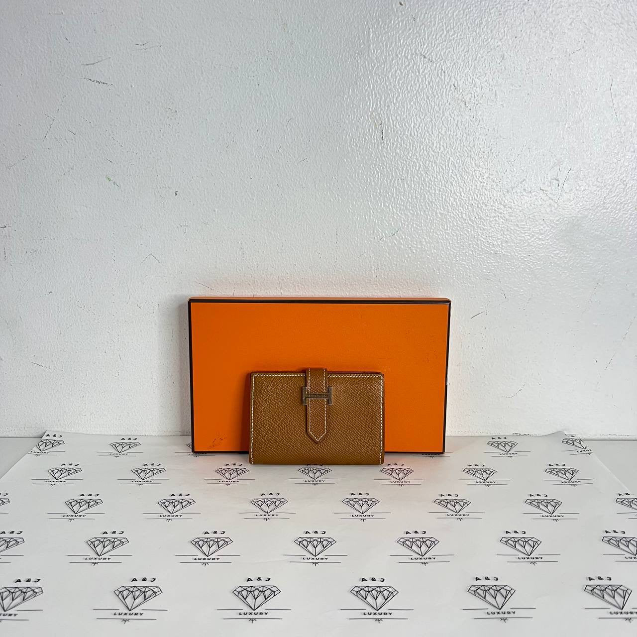 [PRE LOVED] Hermes Bearn Compact Cardholder in Gold Epsom Leather PHW (Stamp A - 2017)