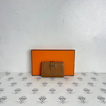 [PRE LOVED] Hermes Bearn Compact Cardholder in Gold Epsom Leather PHW (Stamp A - 2017)