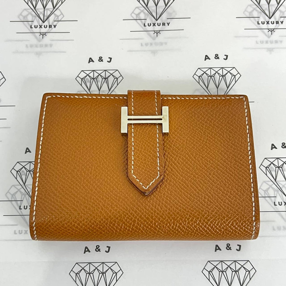 [PRE LOVED] Hermes Bearn Compact Cardholder in Gold Epsom Leather PHW (Stamp A - 2017)