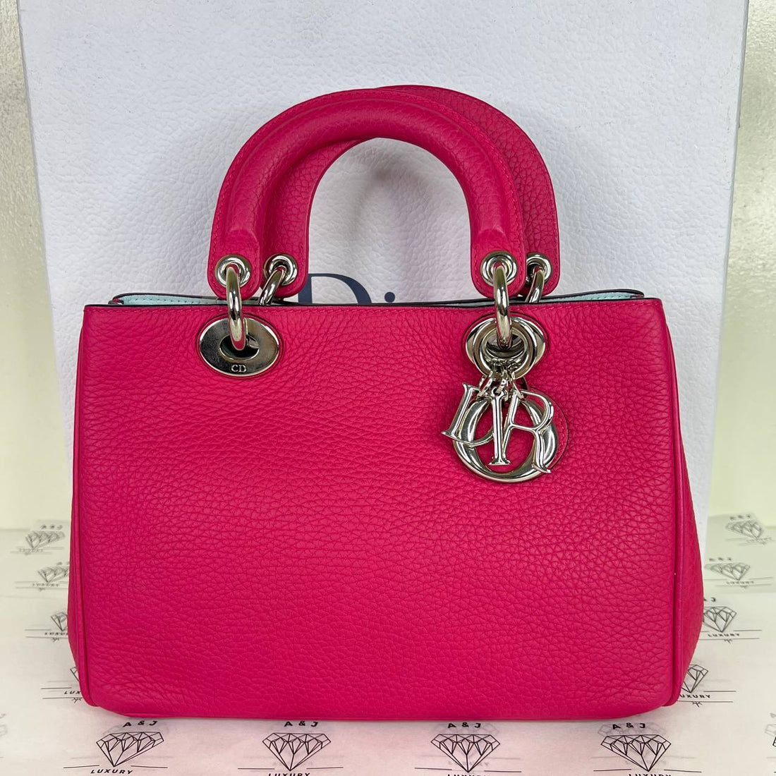 [PRE LOVED] Christian Dior Small Diorissimo in Pink/Blue Grained Calfskin SHW (2014)