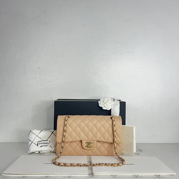 [PRE LOVED] Chanel 22C Collection Classic Medium Double Flap in Pink Beige Caviar Leather Light Gold HW (microchipped)