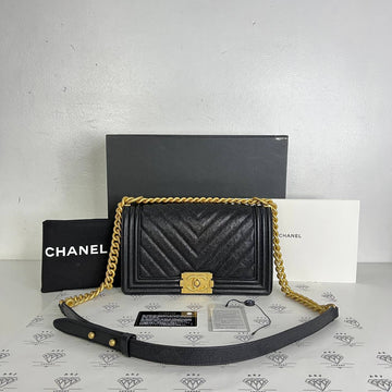 [PRE LOVED] Chanel Old Medium Leboy Chevron in Black Caviar GHW (Series 26)