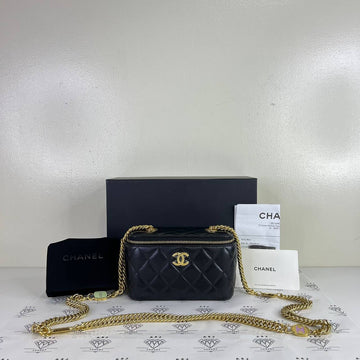 [PRE LOVED] Chanel Vanity Charms in Black Lambskin Leather GHW (microchipped)