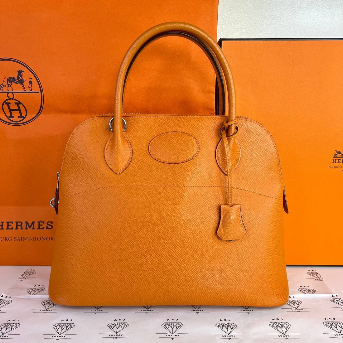 [PRE LOVED] Hermes Bolide 31 in Feu Epsom Leather PHW (Stamp J Square - 2006)