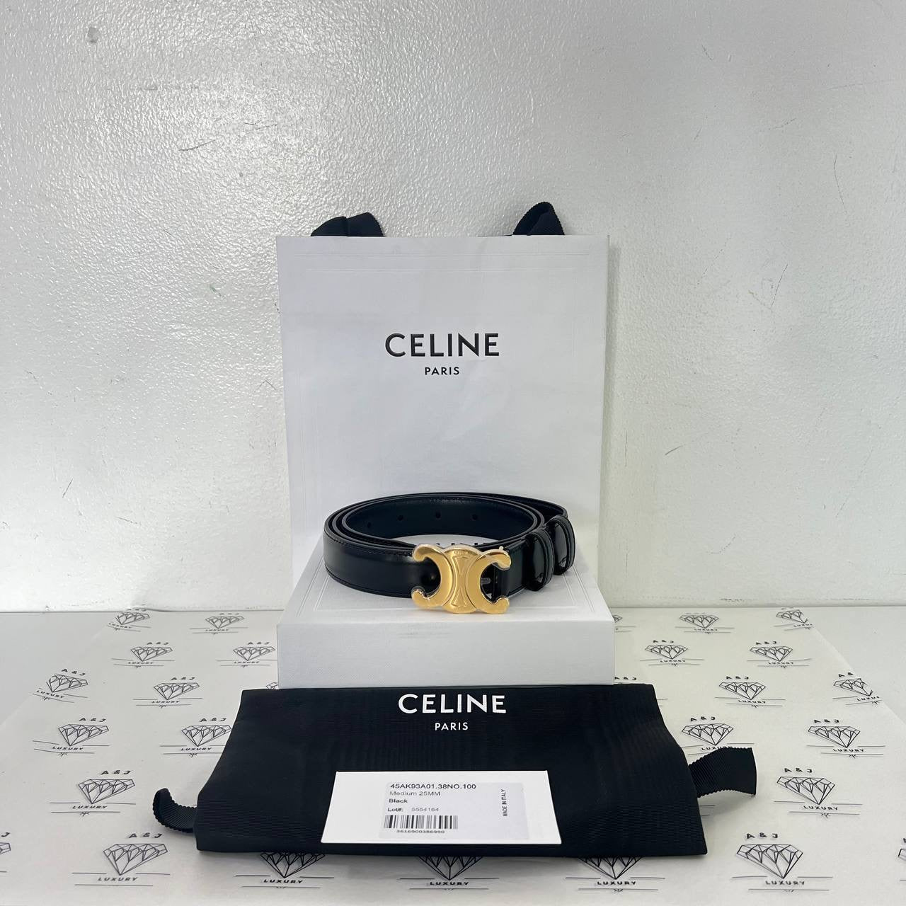 [BRAND NEW] Celine Medium Triomphe Belt in Black Size 100